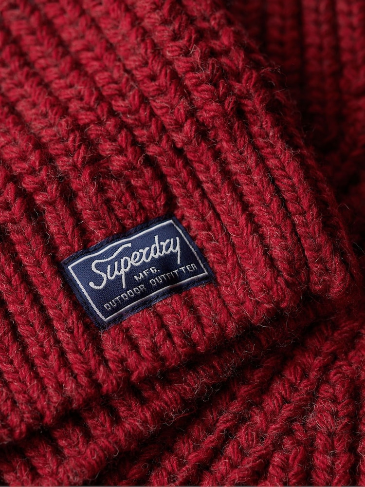 Superdry Red Slouchy Stitch Roll Neck Knit Jumper - Image 7 of 7
