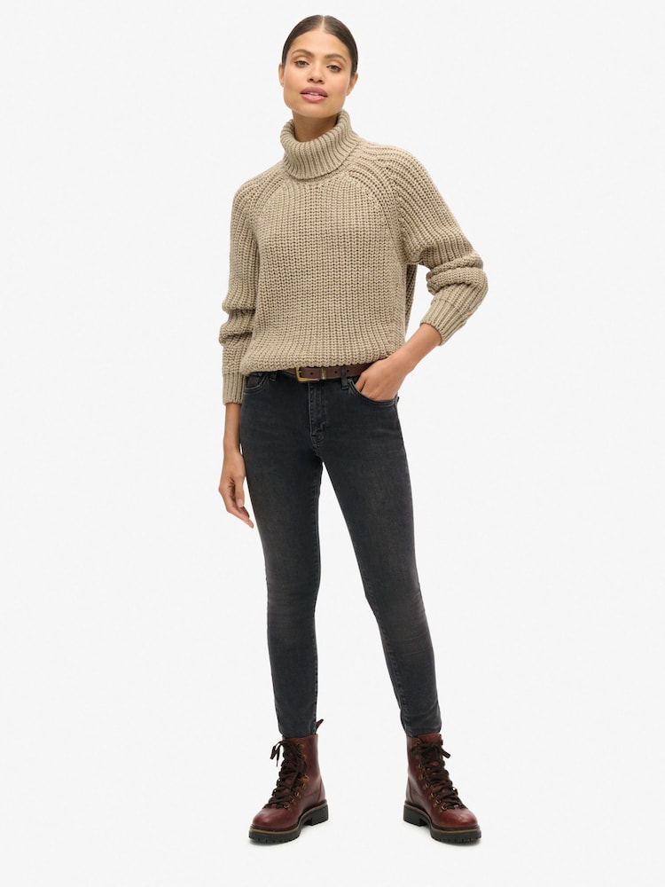 Superdry Natural Slouchy Stitch Roll Neck Knit Jumper - Image 3 of 8