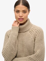 Superdry Natural Slouchy Stitch Roll Neck Knit Jumper - Image 4 of 8