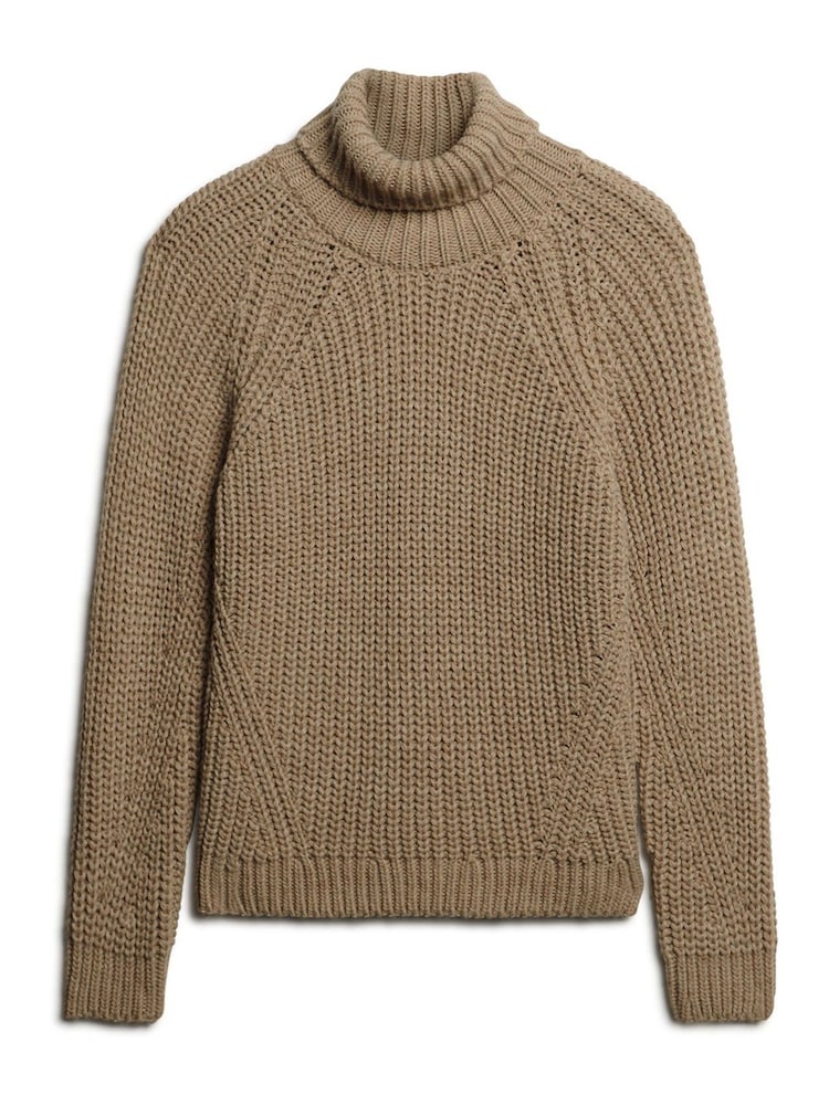 Superdry Natural Slouchy Stitch Roll Neck Knit Jumper - Image 7 of 8