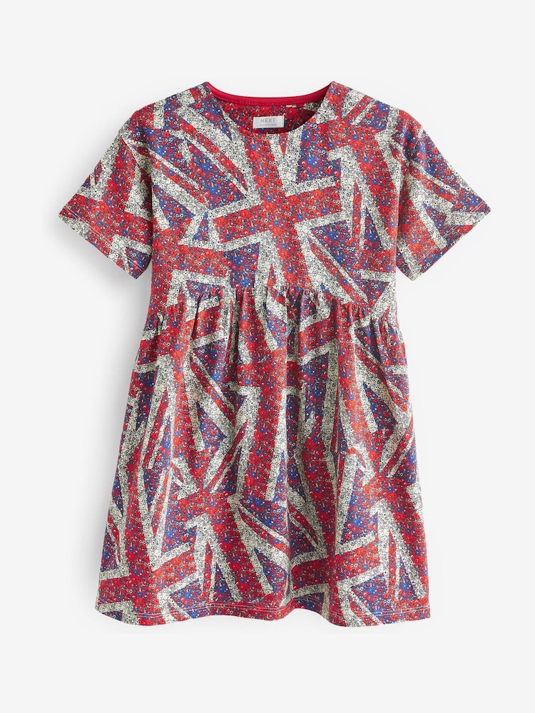 Red/White/Blue Short Sleeve Jersey Dress (3-16yrs) - Image 1 of 2