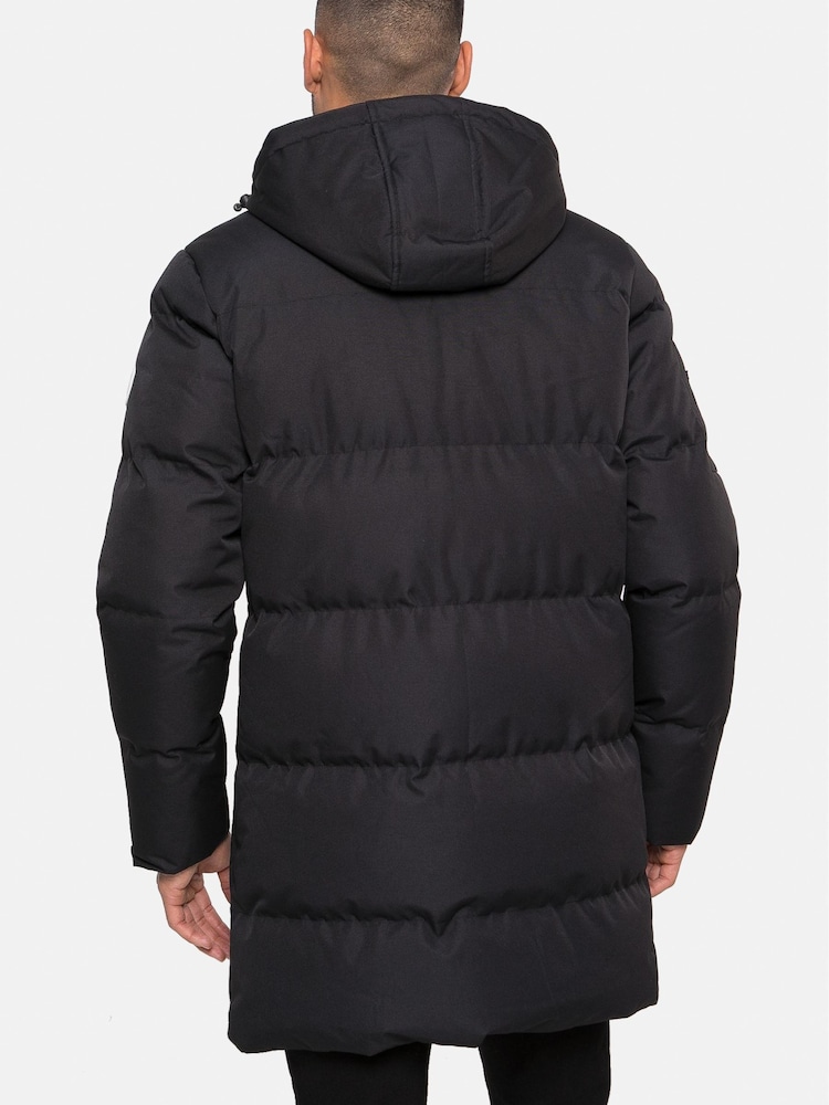 Threadbare Black Showerproof Longline Padded Coat - Image 1 of 3