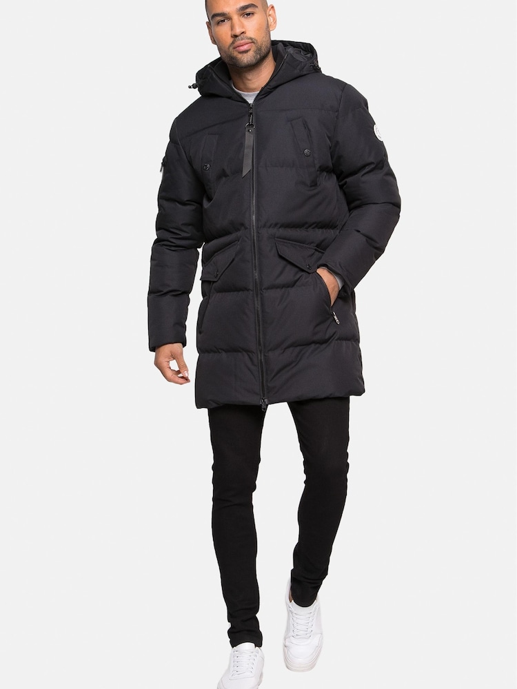 Threadbare Black Showerproof Longline Padded Coat - Image 2 of 3
