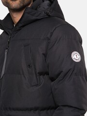 Threadbare Black Showerproof Longline Padded Coat - Image 3 of 3