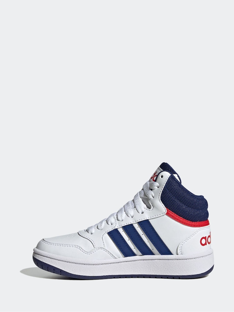 adidas White/Blue Hoops Mid Shoes - Image 2 of 9