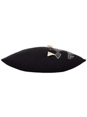 furn. Black Pritta Cotton Embroidered Tasselled Cushion - Image 6 of 7