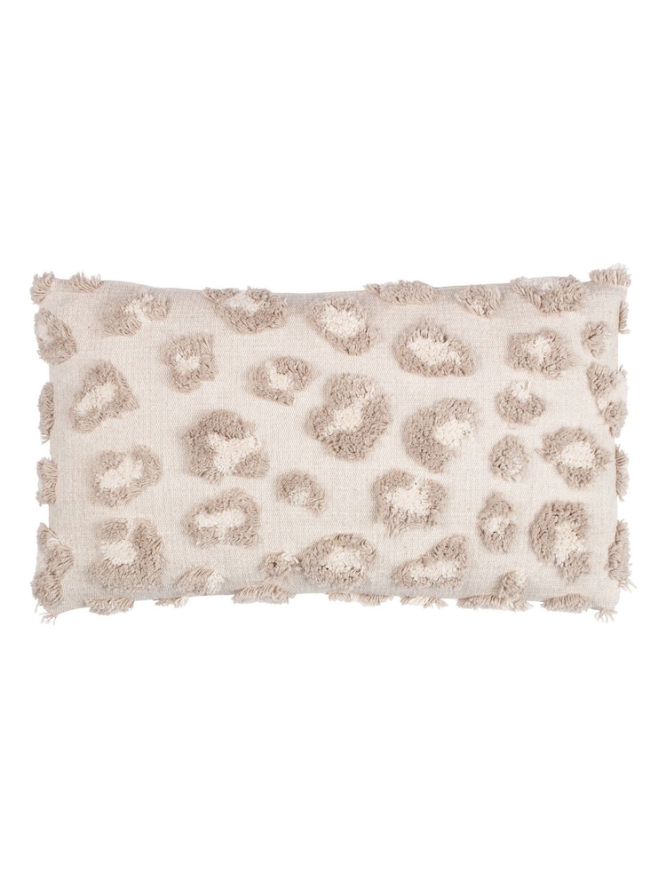 Furn Natural Maeve Tonal Leopard Print Tufted 100% Cotton Cushion - Image 3 of 6