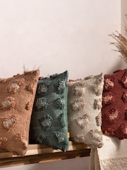 Furn Green Maeve Tonal Leopard Print Tufted 100% Cotton Cushion - Image 2 of 7