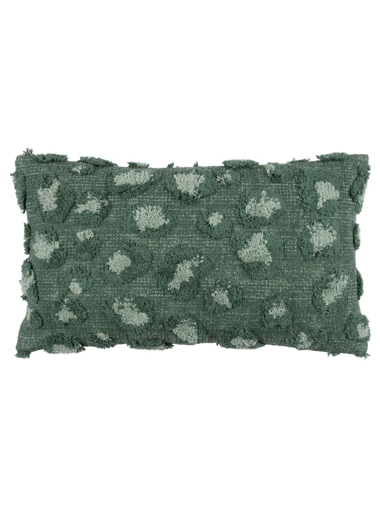 Furn Green Maeve Tonal Leopard Print Tufted 100% Cotton Cushion - Image 7 of 7