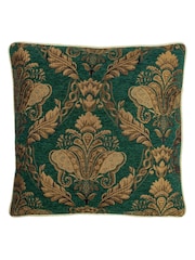 Riva Paoletti Green Shiraz Danmask Jacquard Floral Cushion - Image 2 of 5