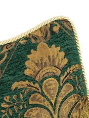 Riva Paoletti Green Shiraz Danmask Jacquard Floral Cushion - Image 4 of 5