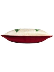 furn. Natural Jolly Santa Let It Snow Printed Piped Velvet Cushion - Image 3 of 4
