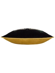 Wylder Black Dusk Leopard Rectangular Embroidered Piped Velvet Cushion - Image 3 of 6