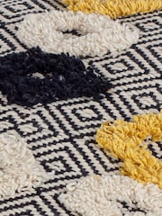 Furn Black Benji Tasselled Jacquard Diamond Tufted 100% Cotton Cushion - Image 5 of 6