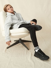 Black Elastic Lace Trainers - Image 1 of 9