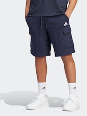 adidas Blue Essentials French Terry Cargo 100% Cotton Shorts - Image 1 of 6