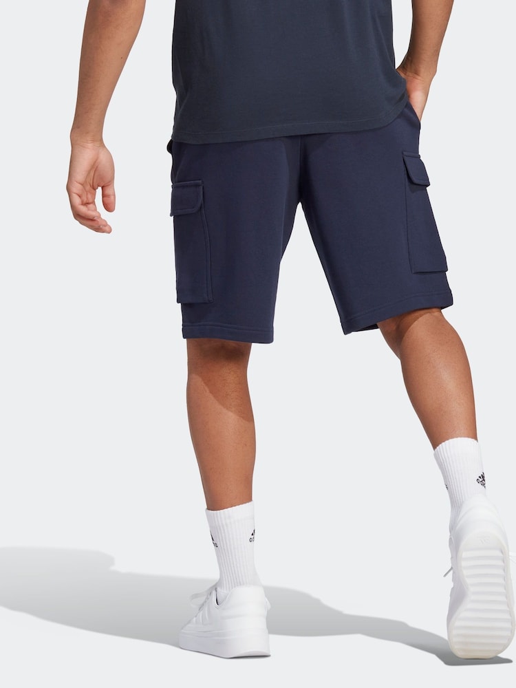 adidas Blue Essentials French Terry Cargo 100% Cotton Shorts - Image 2 of 6