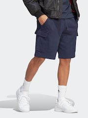 adidas Blue Essentials French Terry Cargo 100% Cotton Shorts - Image 3 of 6