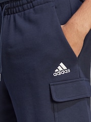 adidas Blue Essentials French Terry Cargo 100% Cotton Shorts - Image 4 of 6