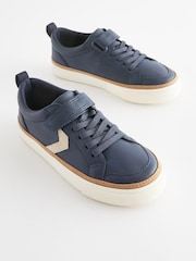 Navy Blue Touch Fastening Chevron Shoes - Image 4 of 8