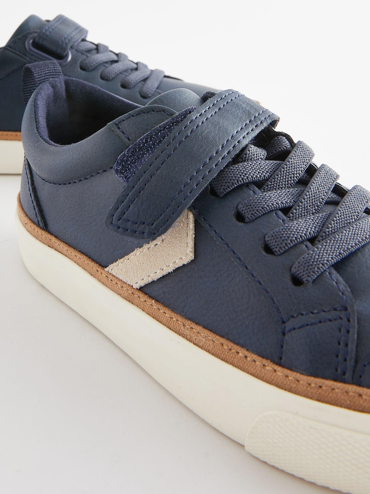 Navy Blue Touch Fastening Chevron Shoes - Image 8 of 8