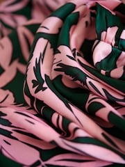 Another Sunday Puff Sleeve Mini Knot Dress With Open Back In Pink And Green - Image 7 of 7