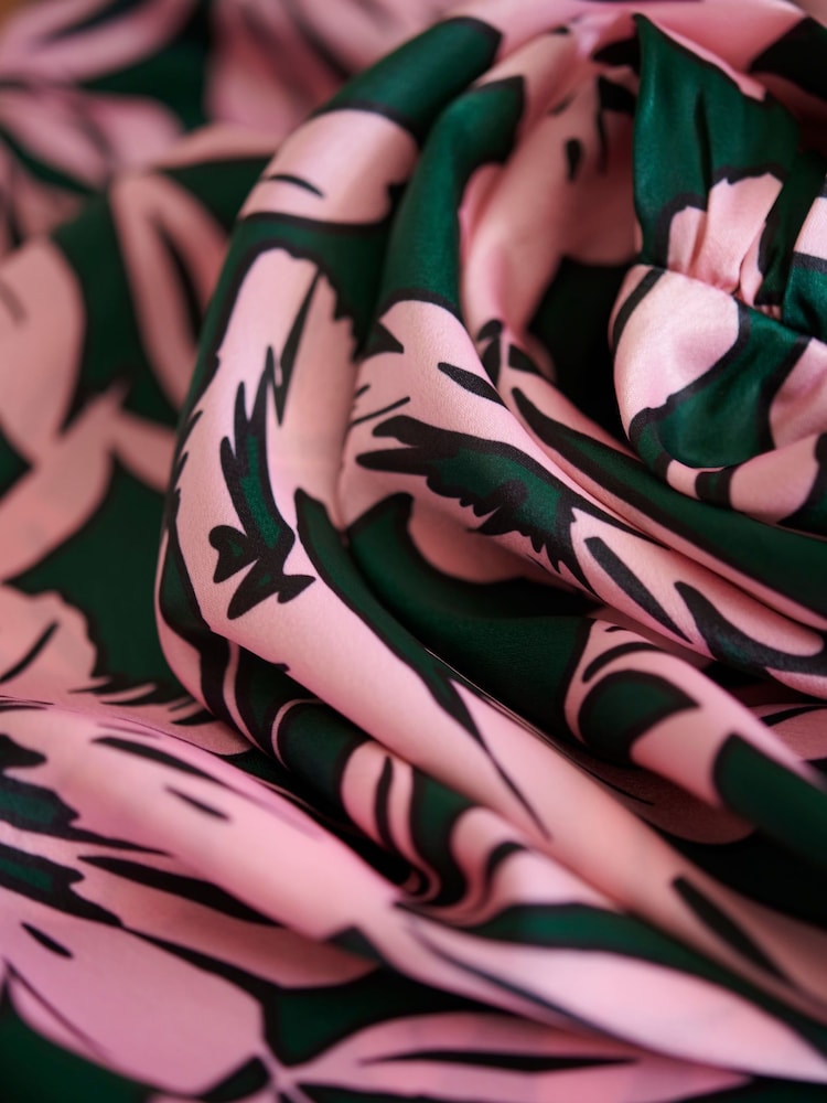 Another Sunday Puff Sleeve Mini Knot Dress With Open Back In Pink And Green - Image 7 of 7