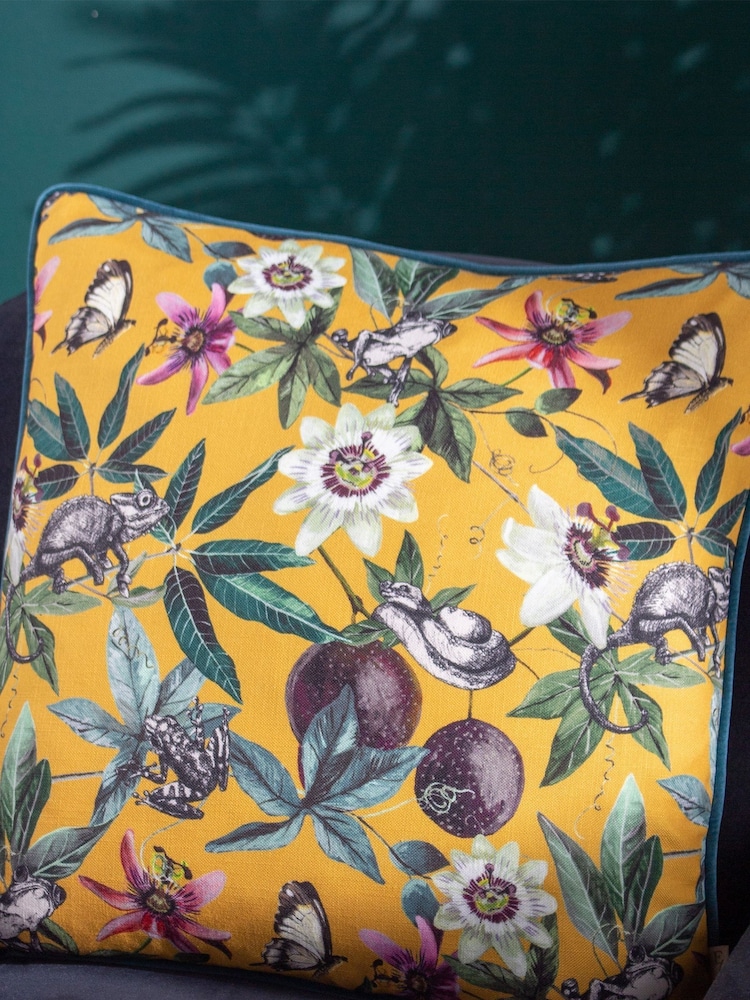 Wylder Yellow Wild Passion Creatures Piped Cushion - Image 1 of 3