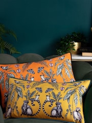 Wylder Tropics Orange Wild Mirrored Creatures Digitally Printed Piped Cushion - Image 1 of 4