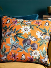 Wylder Tropics Orange Wild Passion Creatures Digitally Printed Piped Cushion - Image 1 of 4