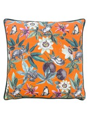 Wylder Tropics Orange Wild Passion Creatures Digitally Printed Piped Cushion - Image 2 of 4