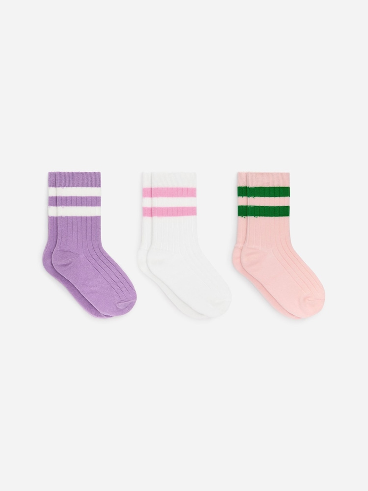 ARKET Purple Rib Knit Socks Set of 3 - Image 1 of 1