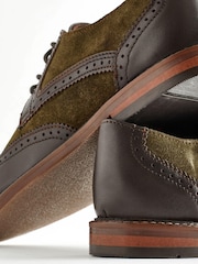 Khaki Green Standard Fit (F) Leather Brogues - Image 3 of 6