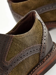 Khaki Green Standard Fit (F) Leather Brogues - Image 6 of 6