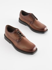 Tan Brown Leather Square Toe Shoes - Image 1 of 5