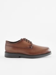 Tan Brown Leather Square Toe Shoes - Image 2 of 5