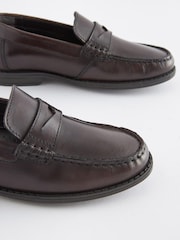 Chocolate Brown Leather Loafers - Image 3 of 5