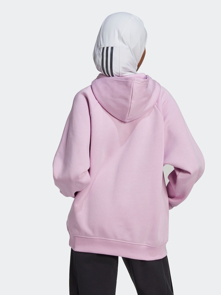 adidas Purple Sportswear All Szn Fleece Boyfriend Hoodie - Image 2 of 7