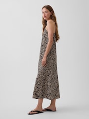 Gap Black Zebra Print Midi Slip Dress - Image 3 of 4