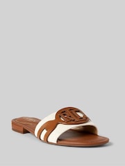 Lauren Ralph Lauren Alegra Canvas Leather Sliders - Image 1 of 4