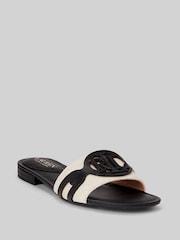 Lauren Ralph Lauren Alegra Canvas Leather Sliders - Image 1 of 4