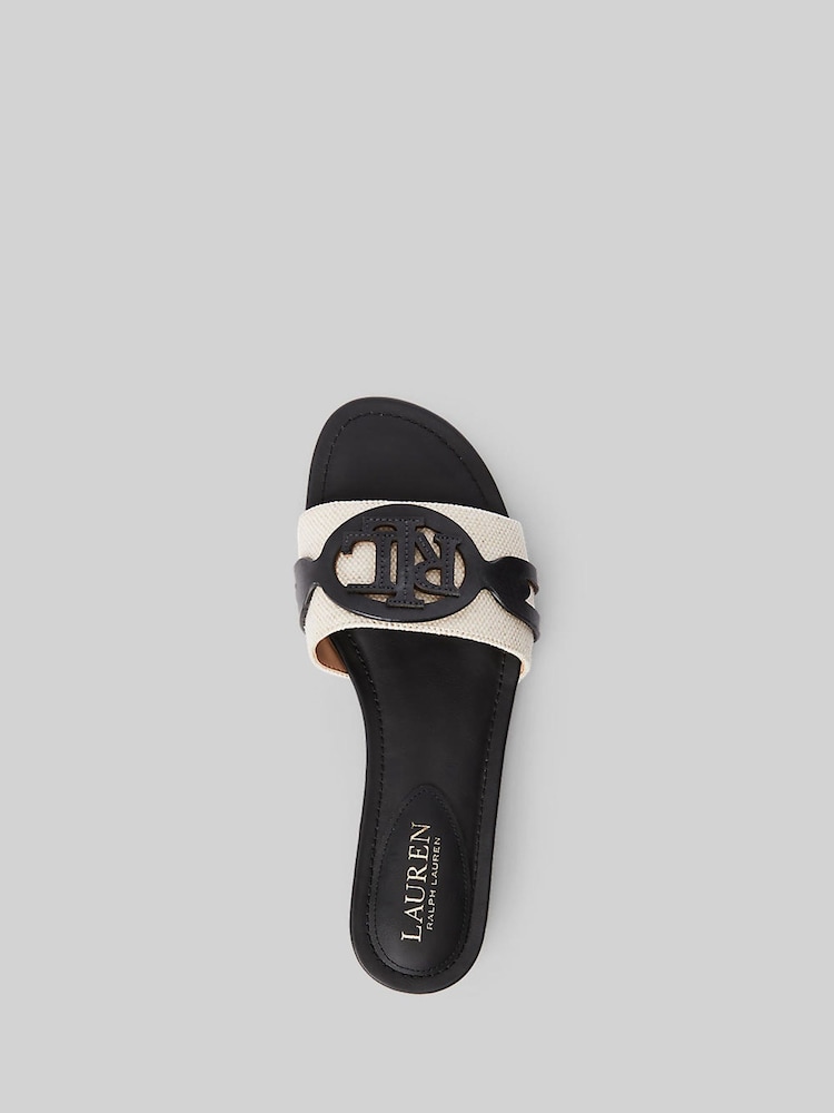 Lauren Ralph Lauren Alegra Canvas Leather Sliders - Image 4 of 4