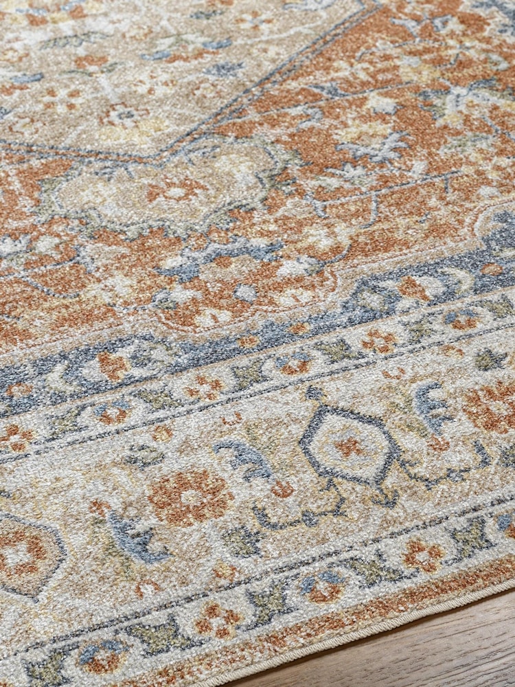 LIVABLISS Orange Lillian Washable Traditional Boho Rug - Image 6 of 6 LIVABLISS Orange Lillian Washable Traditional Boho Rug - Image 6 of 6