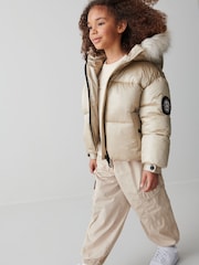 Clarks Pink Girls Short Padded Hooded Coat - Image 1 of 13
