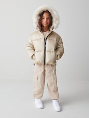 Clarks Pink Girls Short Padded Hooded Coat - Image 2 of 13