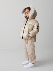Clarks Pink Girls Short Padded Hooded Coat - Image 5 of 13