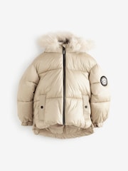 Clarks Pink Girls Short Padded Hooded Coat - Image 9 of 13