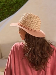 Pink Panama Hat With Chain - Image 3 of 5