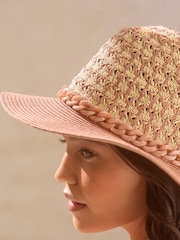 Pink Panama Hat With Chain - Image 4 of 5