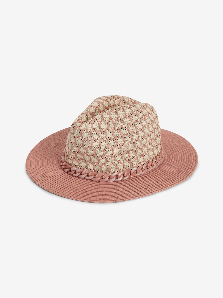 Pink Panama Hat With Chain - Image 5 of 5